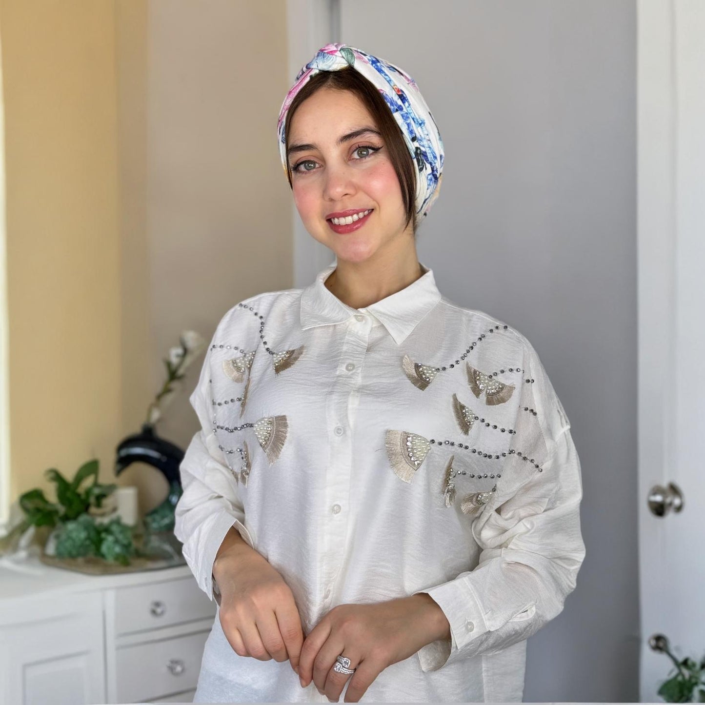 Chemise Élégance en Lin avec Motif