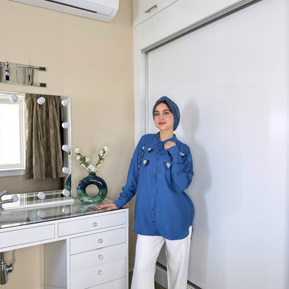 Chemise Élégance en Lin avec Motif
